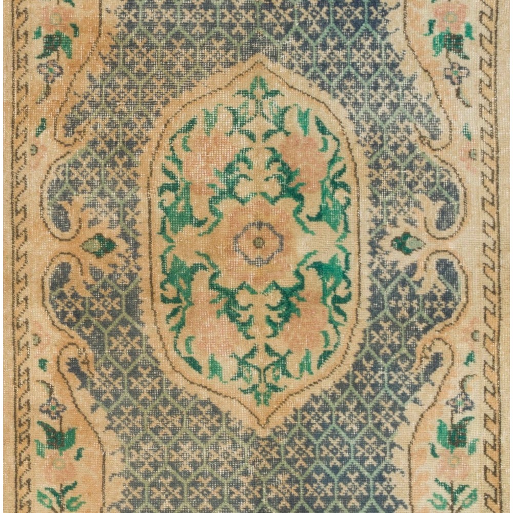 Handmade Vintage Turkish Oushak Accent Rug