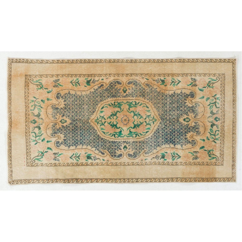 Handmade Vintage Turkish Oushak Accent Rug
