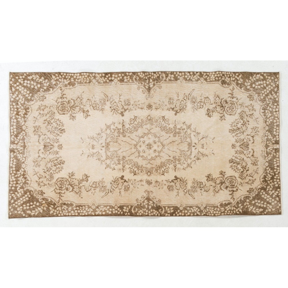 Hand-Knotted Vintage Turkish Oushak Rug