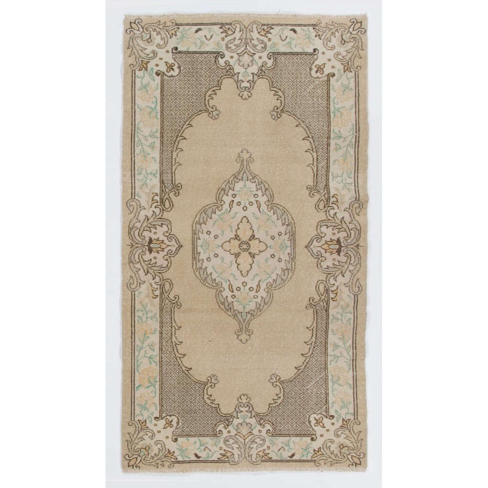 Vintage Anatolian Oushak Rug. Hand Knotted Carpet, Floor Covering