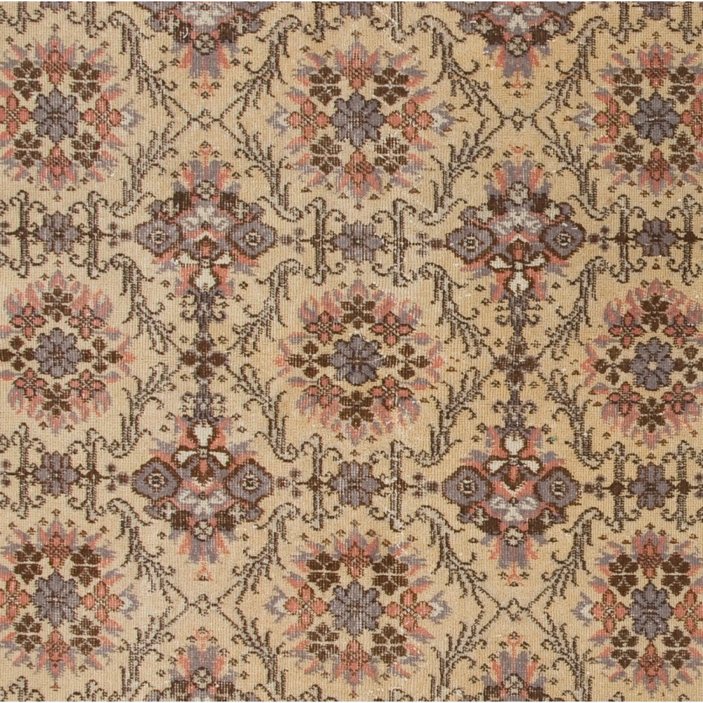 Hand-Knotted Vintage Floral Design Anatolian Rug