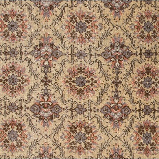 Hand-Knotted Vintage Floral Design Anatolian Rug