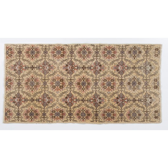 Hand-Knotted Vintage Floral Design Anatolian Rug