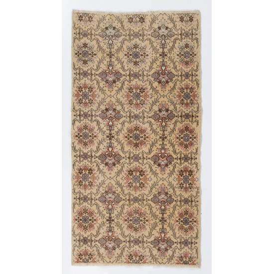 Hand-Knotted Vintage Floral Design Anatolian Rug