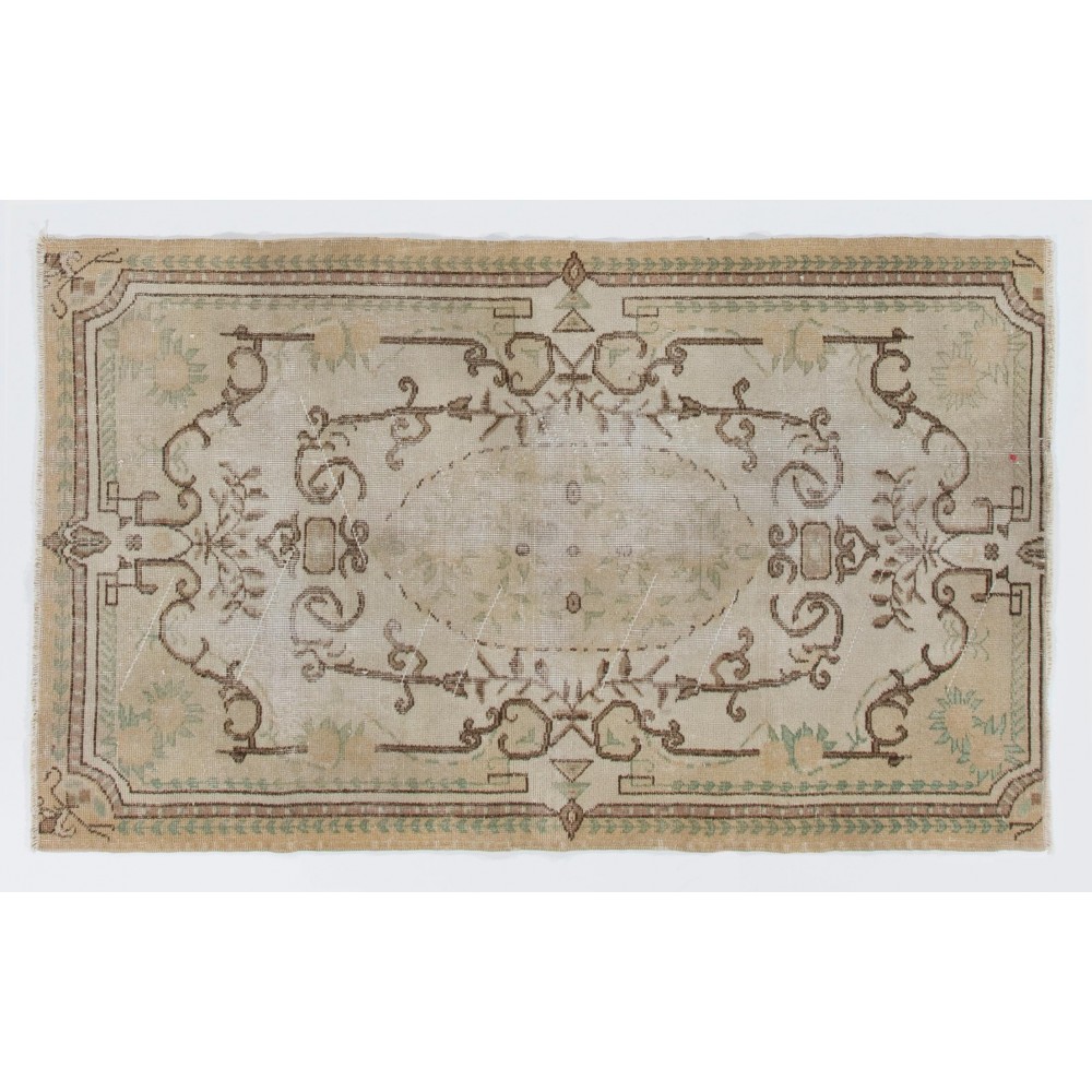 Vintage Baroque Style Rug. Handknotted Turkish Wool Rug