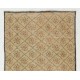 Hand-Knotted Vintage Floral Design Turkish Rug. Wool Carpet, Floor Covering