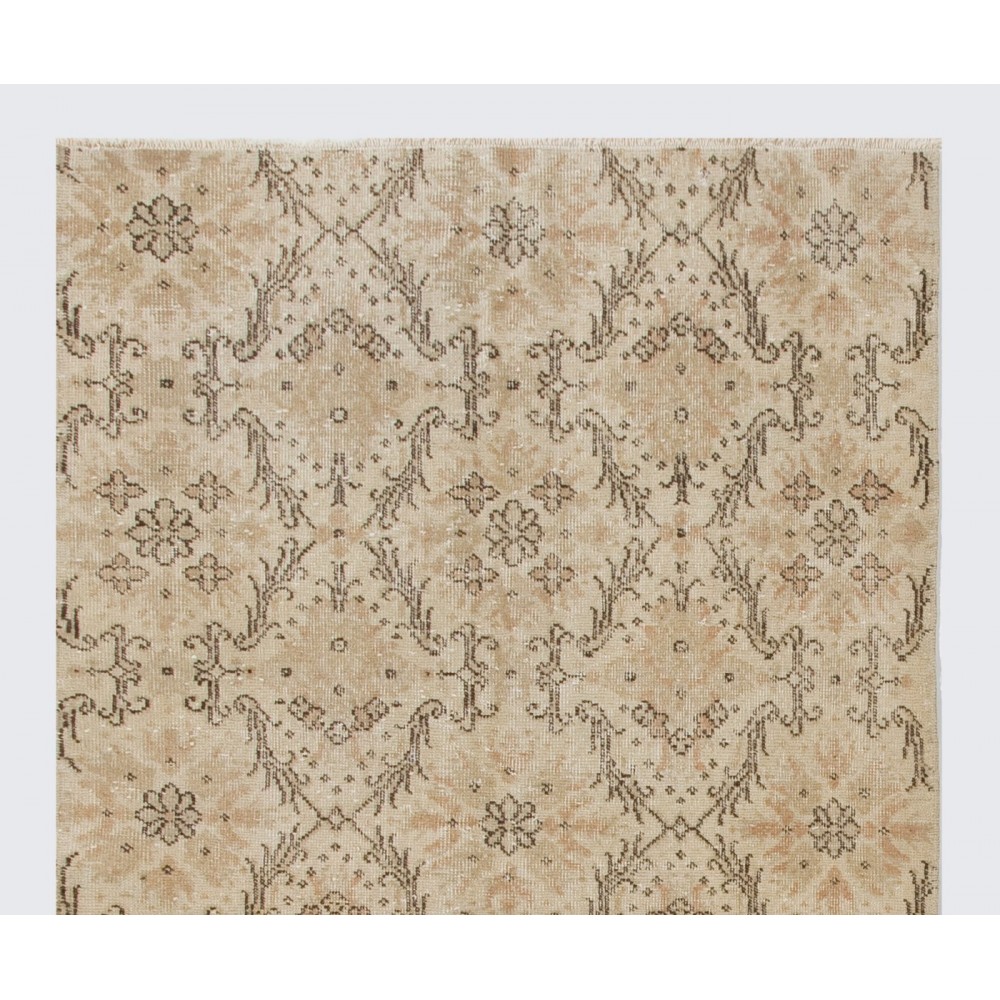 Vintage Handmade Turkish Wool Rug with Floral Design
