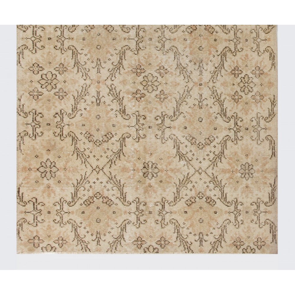 Vintage Handmade Turkish Wool Rug with Floral Design