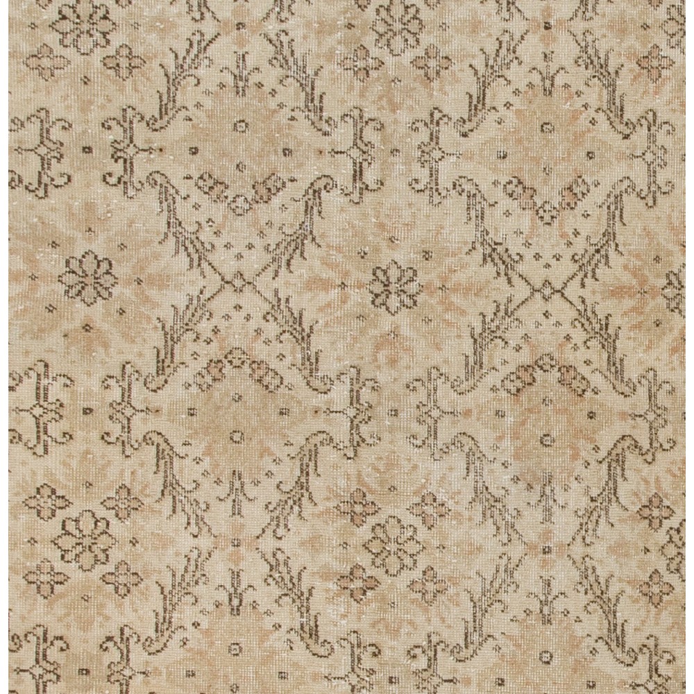 Vintage Handmade Turkish Wool Rug with Floral Design