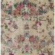 Vintage Hand Knotted Turkish Floral Rug with Low Wool Pile in Red and Ivory