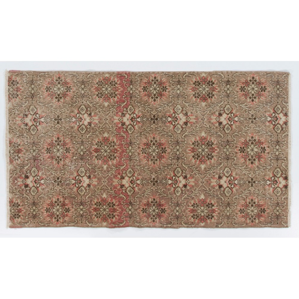 Handmade Vintage Turkish Rug with Floral Design