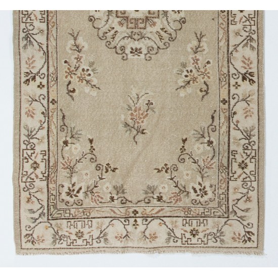 Art Deco Chinese design Vintage Turkish Rug in Neutral Colors. Hand Knotted Wool Carpet Art Deco Chinese design Vintage Turkish Rug in Neutral Colors. Hand Knotted Wool Carpet