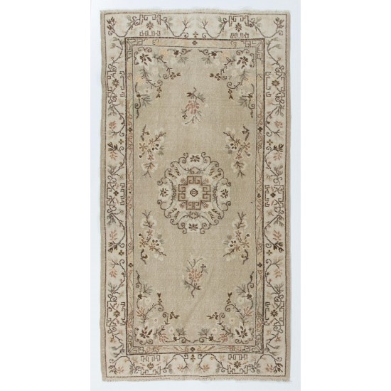 Art Deco Chinese design Vintage Turkish Rug in Neutral Colors. Hand Knotted Wool Carpet Art Deco Chinese design Vintage Turkish Rug in Neutral Colors. Hand Knotted Wool Carpet