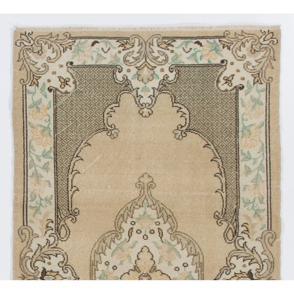 Baroque Vintage Hand-Knotted Turkish Rug in Soft Colors