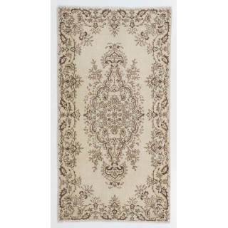 Vintage Handmade Eastern Rug in Ivory and Brown Colors