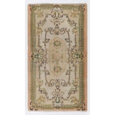 Vintage Handmade Baroque Style Turkish Accent Rug for Rustic, Country & Farmhouse Decor