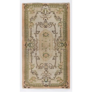 Vintage Handmade Baroque Style Turkish Accent Rug for Rustic, Country & Farmhouse Decor