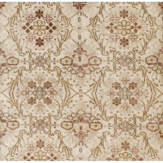 Hand-Knotted Vintage Turkish Oushak Rug with Floral Design Hand-Knotted Vintage Turkish Oushak Rug with Floral Design