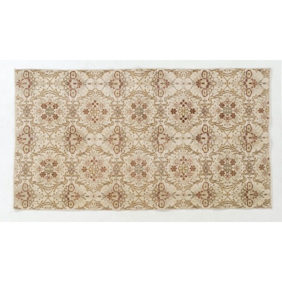 Hand-Knotted Vintage Turkish Oushak Rug with Floral Design