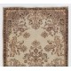 Hand-knotted Vintage Floral Garden Design Wool Turkish Area Rug in Neutral Colors
