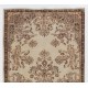 Hand-knotted Vintage Floral Garden Design Wool Turkish Area Rug in Neutral Colors