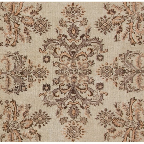 Hand-knotted Vintage Floral Garden Design Wool Turkish Area Rug in Neutral Colors Hand-knotted Vintage Floral Garden Design Wool Turkish Area Rug in Neutral Colors