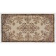Hand-knotted Vintage Floral Garden Design Wool Turkish Area Rug in Neutral Colors