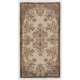 Hand-knotted Vintage Floral Garden Design Wool Turkish Area Rug in Neutral Colors