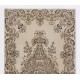 Hand-knotted Vintage Medallion Design Turkish Area Rug in Neutral Colors