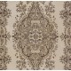 Hand-knotted Vintage Medallion Design Turkish Area Rug in Neutral Colors