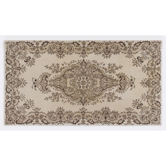 Hand-knotted Vintage Medallion Design Turkish Area Rug in Neutral Colors Hand-knotted Vintage Medallion Design Turkish Area Rug in Neutral Colors