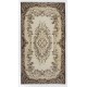 Hand-Knotted Vintage Turkish Area Rug with Medallion Design. Woolen Floor Covering