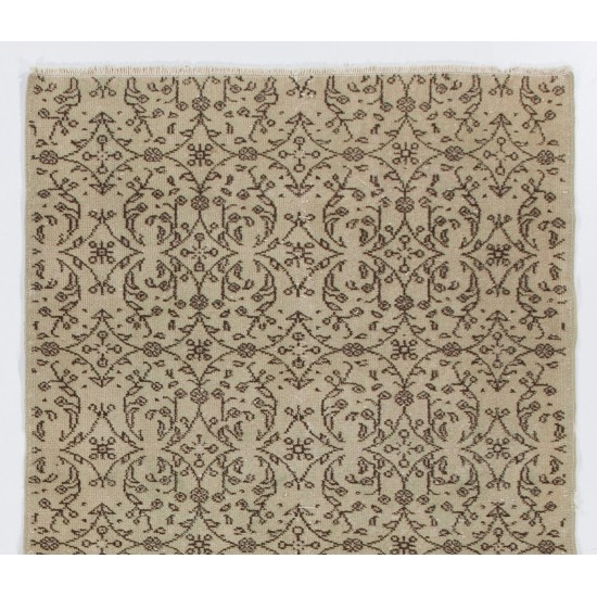 Hand-Knotted Vintage Floral Turkish Rug in Neutral Colors Hand-Knotted Vintage Floral Turkish Rug in Neutral Colors