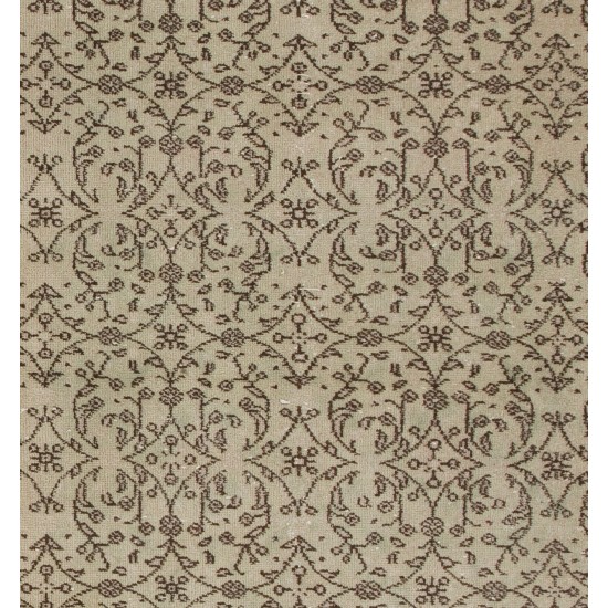 Hand-Knotted Vintage Floral Turkish Rug in Neutral Colors Hand-Knotted Vintage Floral Turkish Rug in Neutral Colors