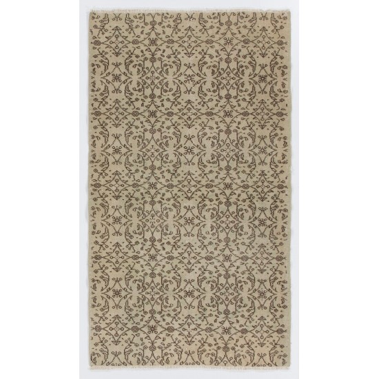 Hand-Knotted Vintage Floral Turkish Rug in Neutral Colors Hand-Knotted Vintage Floral Turkish Rug in Neutral Colors