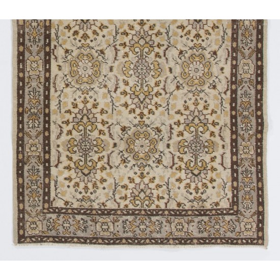 Beige Hand Knotted Vintage Turkish Oushak Rug with All-Over Floral Design Beige Hand Knotted Vintage Turkish Oushak Rug with All-Over Floral Design