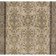 Beige Hand Knotted Vintage Turkish Oushak Rug with All-Over Floral Design