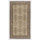 Beige Hand Knotted Vintage Turkish Oushak Rug with All-Over Floral Design