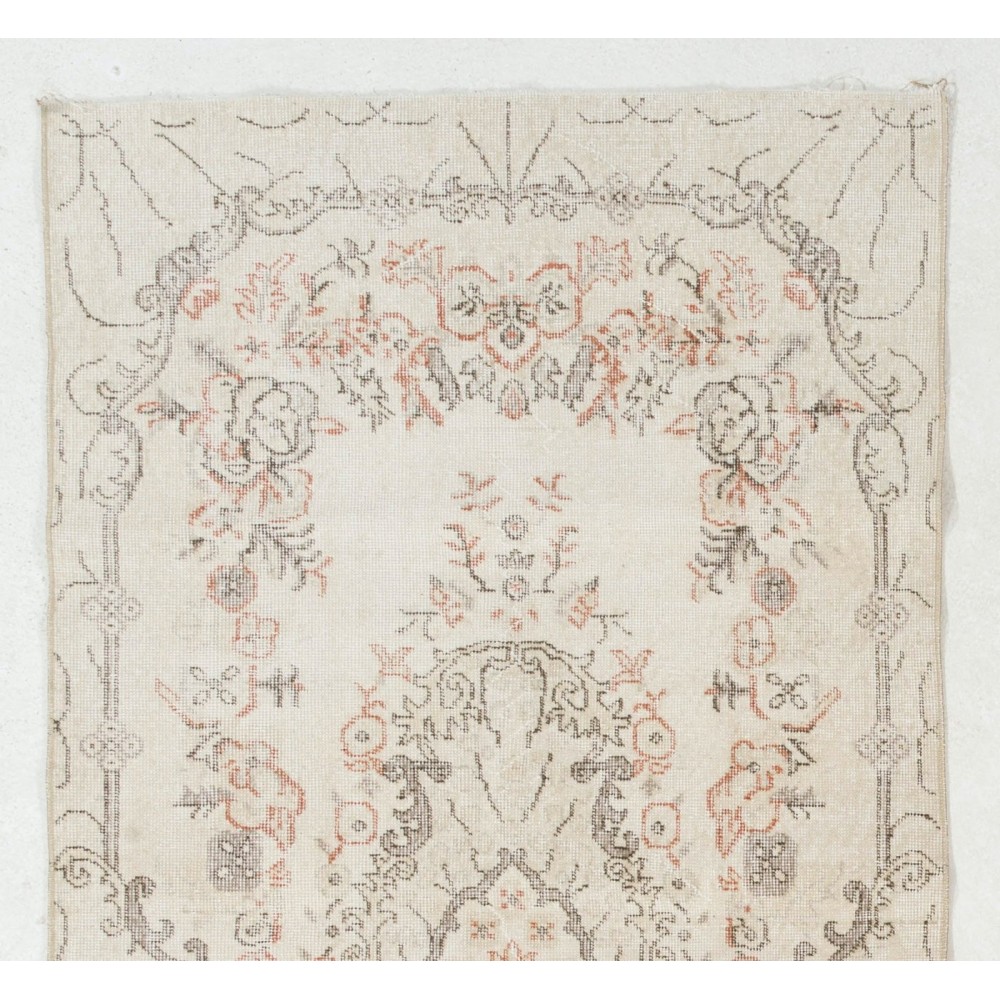 Vintage Handmade Anatolian Oushak Accent Rug in Soft Colors
