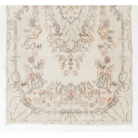 Vintage Anatolian Oushak Accent Rug in Soft Colors. Woolen Floor Covering