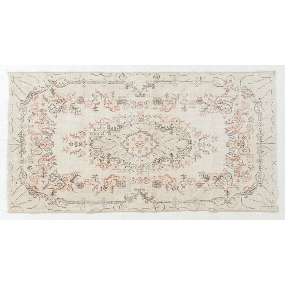 Vintage Handmade Anatolian Oushak Accent Rug in Soft Colors