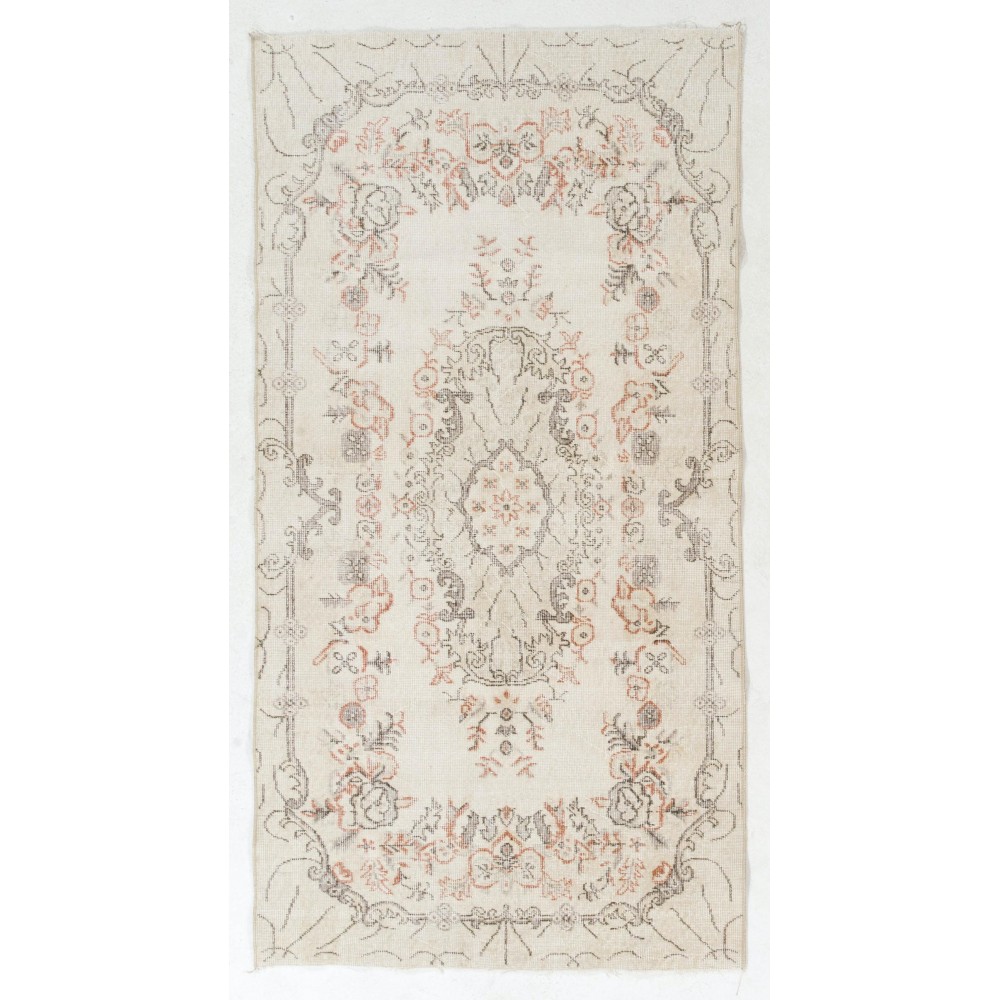 Vintage Handmade Anatolian Oushak Accent Rug in Soft Colors