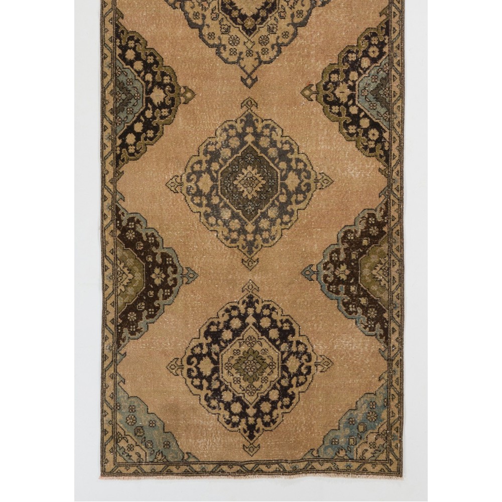 Vintage Oushak Runner. Hallway rug, Handmade wool carpet from Turkey