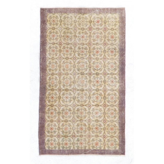 Floral Patterned Vintage Handmade Anatolian Accent Rug Floral Patterned Vintage Handmade Anatolian Accent Rug