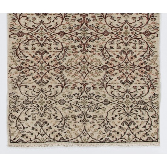 Vintage Floral Design Handmade Central Anatolian Rug. Woolen Floor Covering