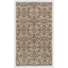 Vintage Handmade Floral Design Turkish Accent Rug for Rustic, Country & Farmhouse Decor