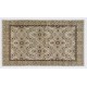 Floral MidCentury Rug in Ivory, Brown and Soft Faded Green Color