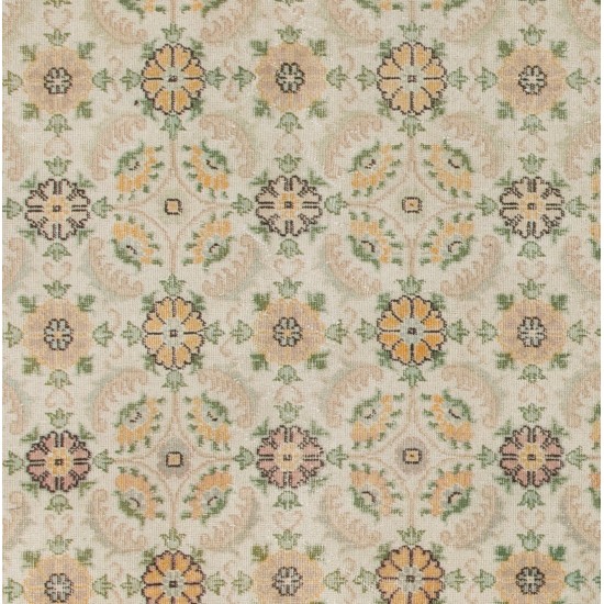 Vintage Handmade Floral Design Central Anatolian Rug in Soft Colors