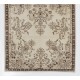 Floral Garden Design Hand-knotted Vintage Turkish Area Rug in Neutral Colors