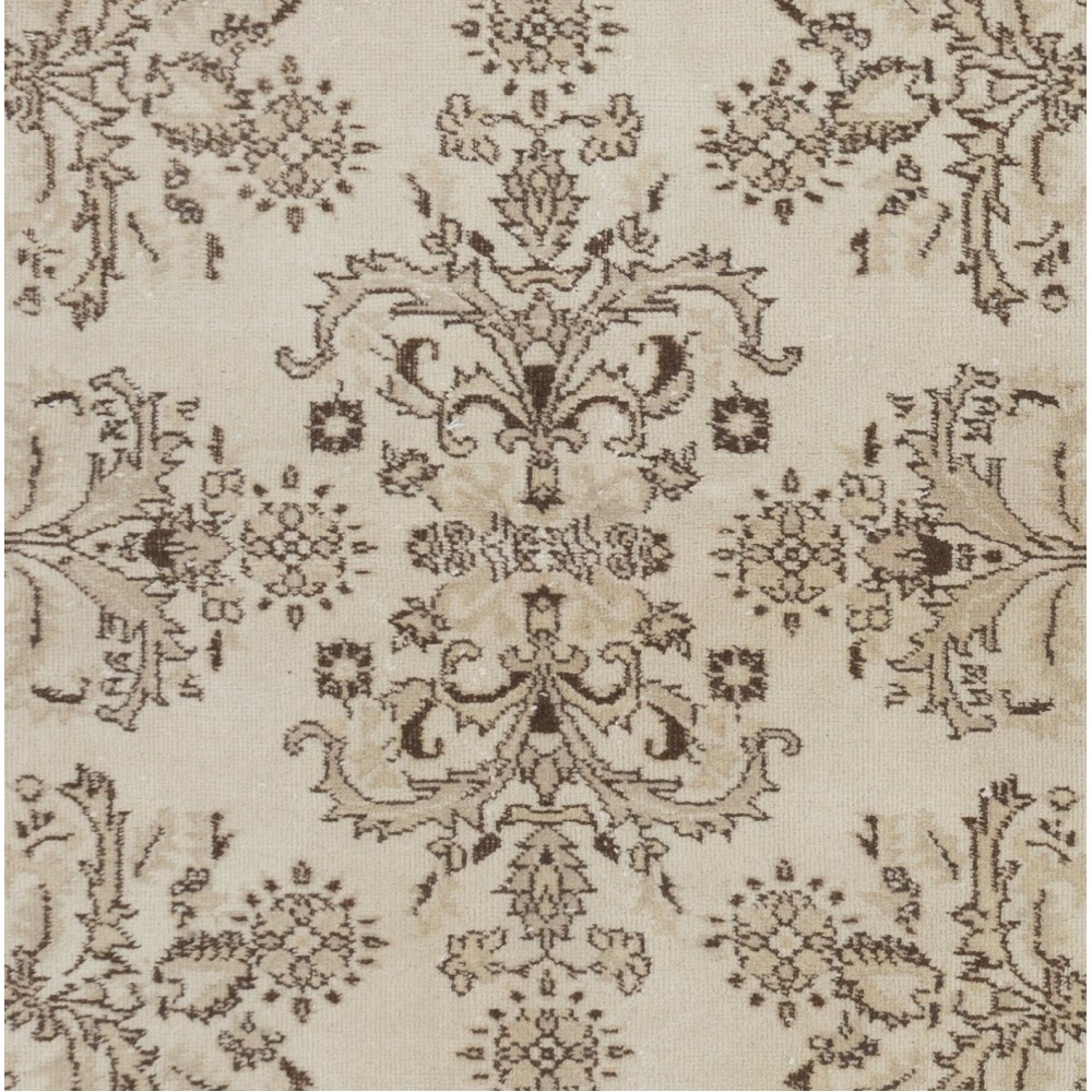 Floral Garden Design Hand-knotted Vintage Turkish Area Rug in Neutral Colors